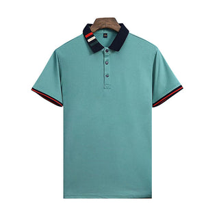 Buy lake-green Men Short Sleeved Business Polo Shirts