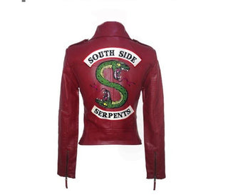 Buy red Women Viper Snake Leather Jacket