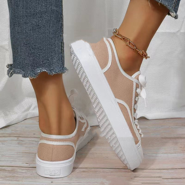 Women Solid Color Flat Platform Sneakers