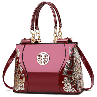 Buy wine-red Floral Embroidered Luxury Hand and Shoulder Bag