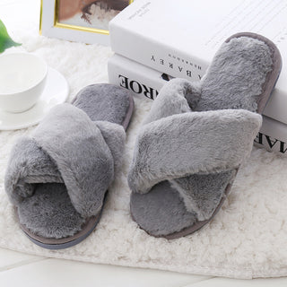 Buy grey Cross Strapped Plush Slip-on Comfort Shoes