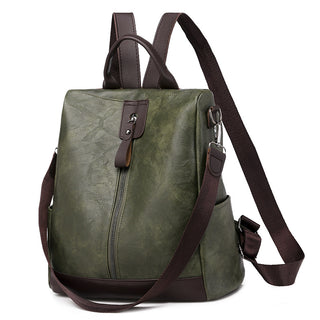 Soft Mid-Zipper Leather Backpack