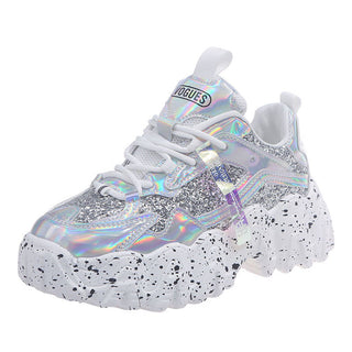 Buy white Paint Splattered Platform Heightened Sneakers