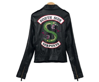 Buy black Women Viper Snake Leather Jacket