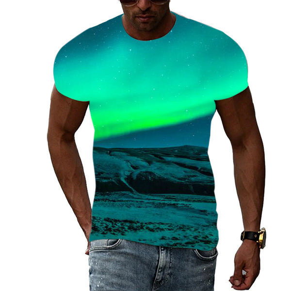 Trend Print Men's Aurora Pattern 3d T-Shirt