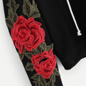 Embroidered Rose Applique Sleeve Hoodie