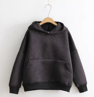 Buy black Unisex Suede Sweatshirt Hoodie