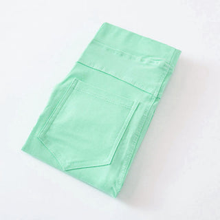 Buy green Woven Cotton Mid Waist Jeggings