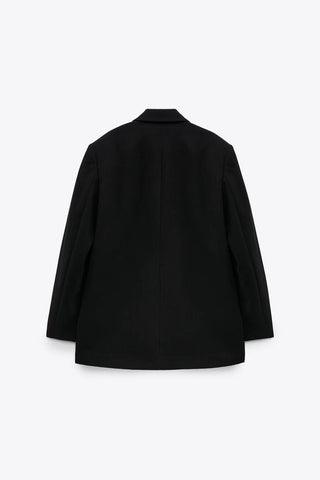 Buy black Women Loose Double-breasted Blazer