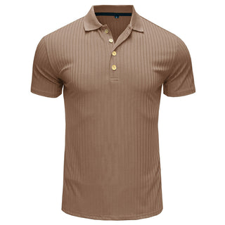 Buy khaki Men&#39;s Short Sleeve Polo Lapel T-Shirt