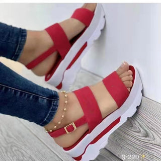 Buy red Women Flexible Strap Heightened Wedge Sandals