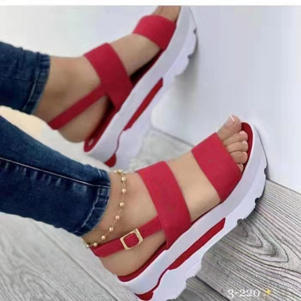 Women Flexible Strap Heightened Wedge Sandals