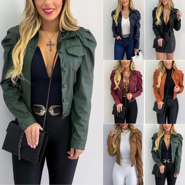 Women Lapel Cardigan Short Jacket