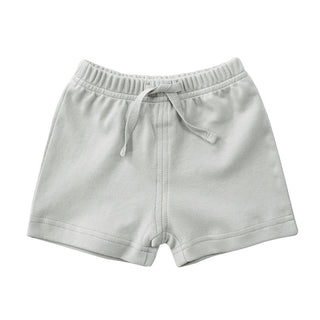 Buy gray Elastic Waist Solid Colored Cotton Shorts