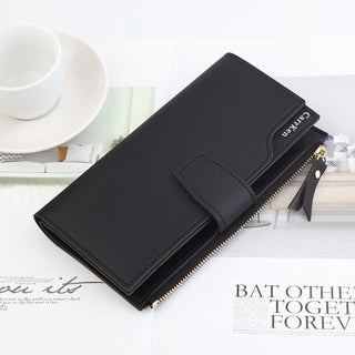 Buy black Women Long Two-Fold Stacked Wallet