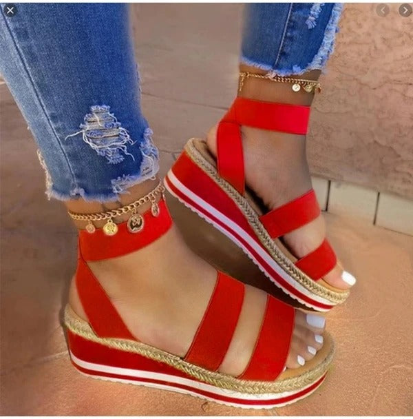 Women Multi Strap Thick Heeled Sandals