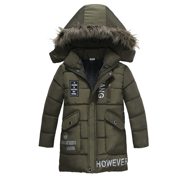 Boys Fur Collar Padded Warm Jacket