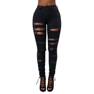 Buy black Women Stretch Ripped Skinny Jeans