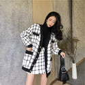 Women Two Piece Plaid Jacket & Skirt