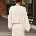 Two Piece Knitted Bat Sleeve Shawl Top & Maxi Skirt