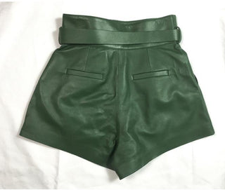 Buy green Harajuku Genuine Leather shorts