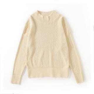 Buy beige Men Loose Solid Colored Cotton Sweater