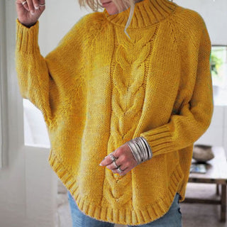 Buy yellow Women Loose Pullover Shawl-Like Sweater