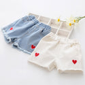 Embroidered Heart Denim Shorts