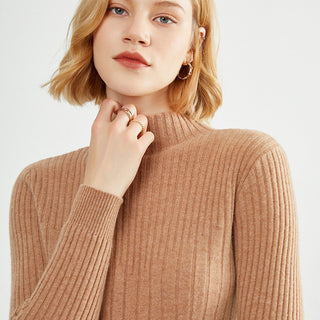 Buy brown Turtleneck Solid Colored Sweater