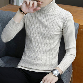 Buy beige Men Slim-fit High Neck Sweater