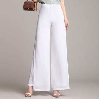 Buy white Loose Drape High Waist Slim Straight-leg Flare Pants