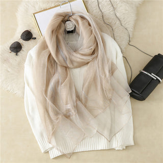 Buy khaki Women Casual Wool-Silk Scarf