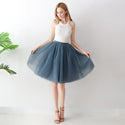 Puff Pleated Mesh A-Line Skirt