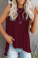 Round Neck Sleeveless Irregular Pullover Top