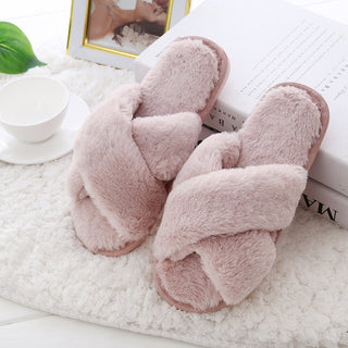 Buy pink Cross Strapped Plush Slip-on Comfort Shoes