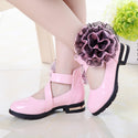 Floral Square Buckle Leather Viscose Shoes