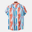 Men's Short Sleeve Stripes Print Shirt