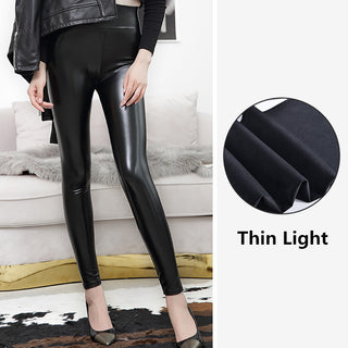 Buy thin-light Women High Waist Tight Leather Leggings