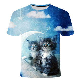 Buy 7-style Unisex Cute Cat Print 3D Short Sleeve T-shirt