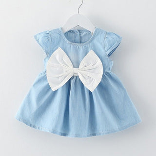 Buy white-butterfly-knot Denim Butterfly Knot Satchel Dress