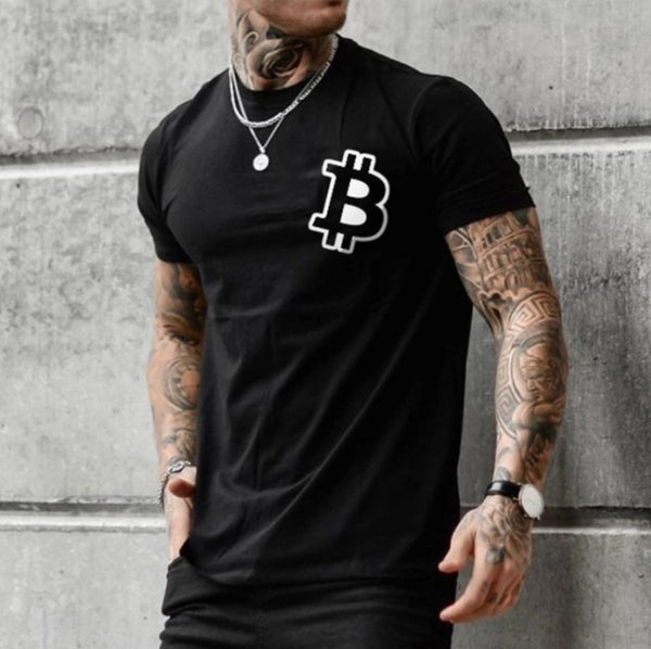 Men Digital Printing Letter Short-sleeved T-shirt