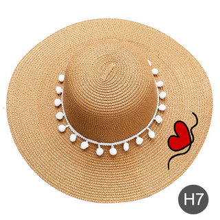 Buy 7 Women Plain Heart Patterned Straw Hat