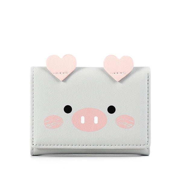 Women Short Three-Fold Cartoon Pig Wallet