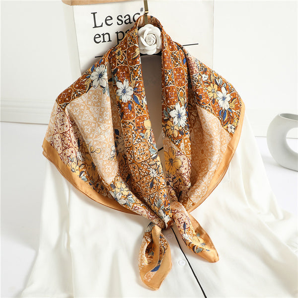 Women Multi-Patterned Printed Silk Scarf