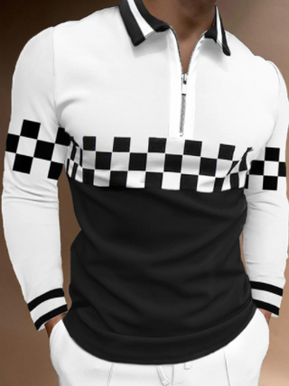 Men Lapel Striped Slim Polo Shirt