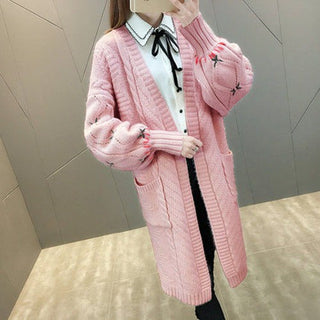 Patterned Knitted Long Sleeved Cardigan