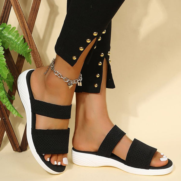 Women Double Strapped Casual Slip-on Sandals