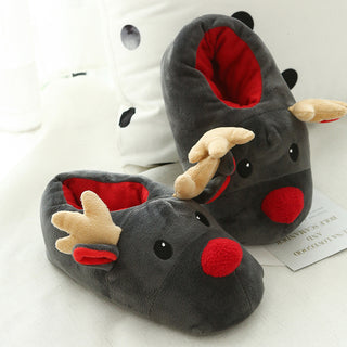 Buy grey Cute Elk Home Slippers Christmas Shoes