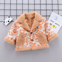 Patterned  Warm V-Neck Cotton Fur Coat