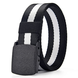 Buy black-white Men Canvas Automatic Buckle Outdoor Belt